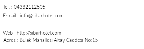 Hotel Sibar telefon numaralar, faks, e-mail, posta adresi ve iletiim bilgileri